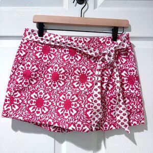 Vineyard Vines Pink White Belted Tie Skort 4 Preppy Beach Vacation Pockets